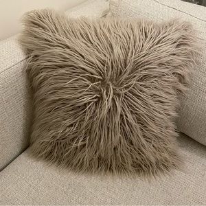 Light Gray Faux Fur Throw Pillow